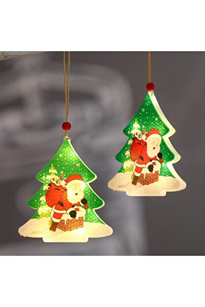 Flippy Illuminated Christmas Tree Decoration, 11.5 x 10.6 cm, Santa by Tree, Warm White
