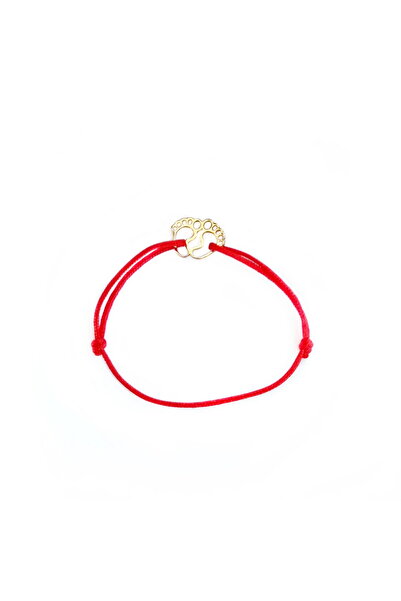 Wild Bracelets 14k gold baby bracelet with paw print charm, adjustable with red silk cord, 100% handmade