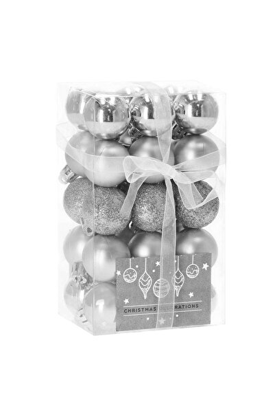 SERSIMO Christmas bauble set, 30 pieces, 3 models, 3cm, silver