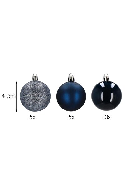 SERSIMO Christmas bauble set, 20 pieces, 3 models, 4cm, navy blue