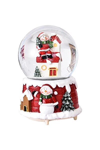 Flippy Glob de zăpadă decorativ, Moș Crăciun pe casă, diametru 6,5 cm, multic...