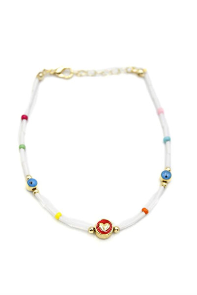 NOVAHAVEN خلخال القلب المطرز - أحمر