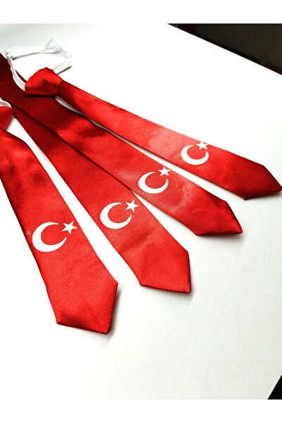 GallanD Tie for 5-6 Year Olds, Ay Yıldız Atatürk, Pack of 10, Patterned, Ready to Wear for Boys, Already Tied