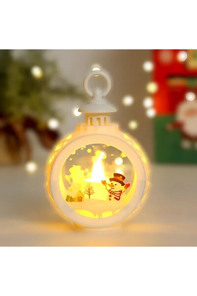 Flippy Christmas decoration lantern with glass and Snowman, 13.5x9 cm, white, batteries included