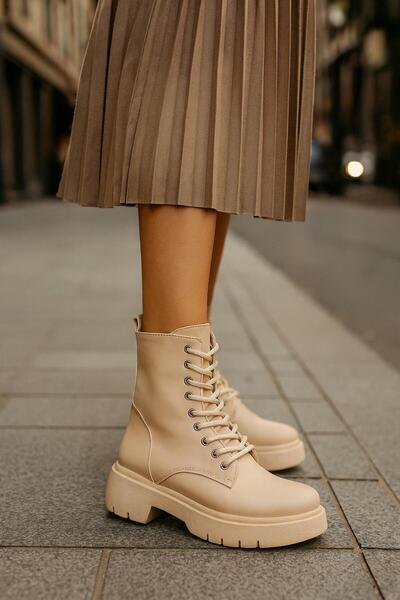 MODAONN Kadın Postal Fermuarlı Kaymaz Taban Bot