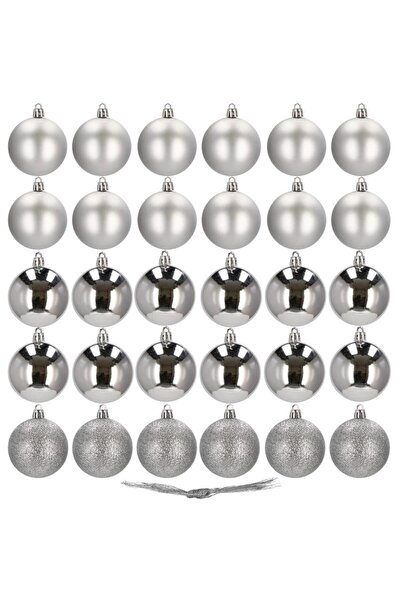 SERSIMO Christmas bauble set, 30 pieces, 3 models, 3cm, silver