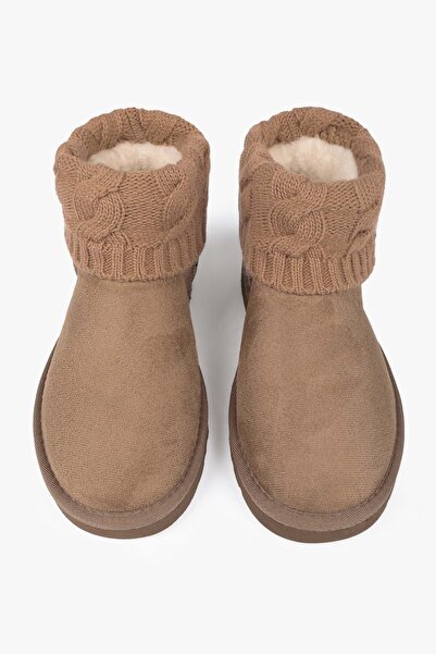 Shoeberry Kadın Uggia Vizon Süet Örgü Tozluk Detaylı Bot