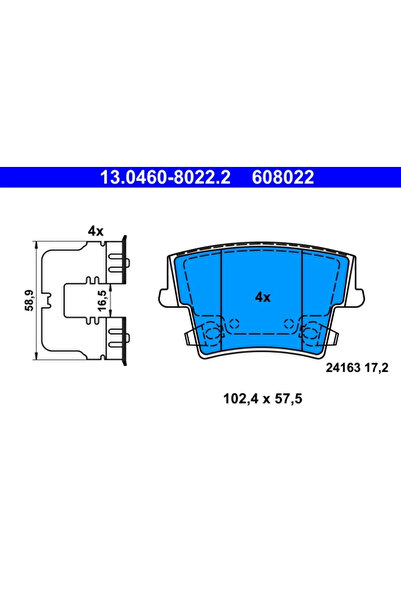 Ate Set Placute Frana Frana Disc Chrysler 300C 2004-2012