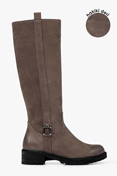 Shoeberry Women's Frost Mink Genuine Leather Nubuck Boots