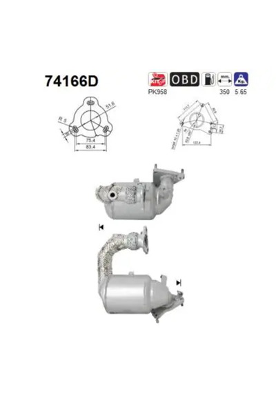 As Catalizator Nissan 10-Trail 2/Qashqai 1 Renault Koleos 1
