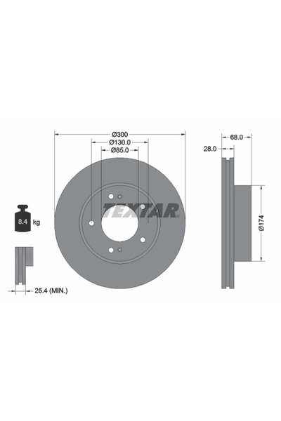 TEXTAR Disc Frana Ssangyong Rodius 1/Rodius 2/Stavic