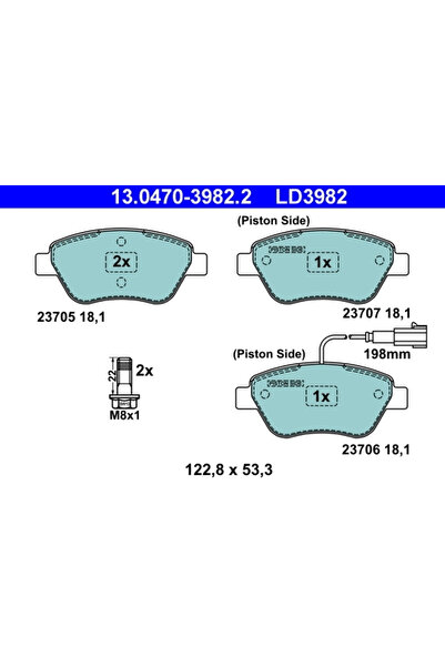 Ate Комплект накладки дискови спирачки Fiat Albea/Bravo 2/Stilo