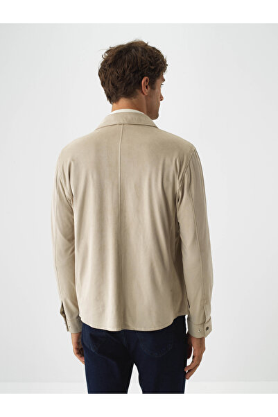 Xint Erkek Bej Soft Touch Süet Görünüm Regular Fit Gömlek Ceket
