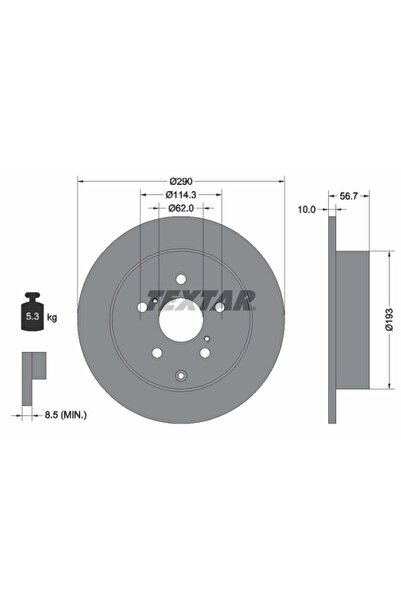 TEXTAR Set Discuri Frana Toyota Corolla Verso/Corolla Limuzina 2001-2012
