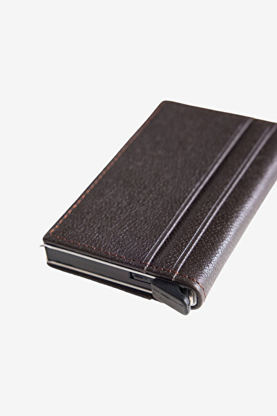 ALTINYILDIZ CLASSICS Erkek Kahverengi Mekanizmalı %100 Deri Kartlık