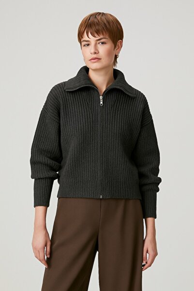 HAKKE Geniş Kalıp Devrik Yaka Fermuarlı Triko HIRKA