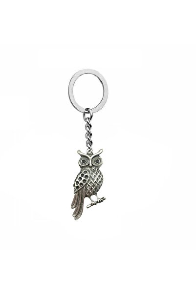 Herşey Nota Antique Unisex Keychain with Long Owl Figure – Wisdom, Elegance, and Meaningful Design