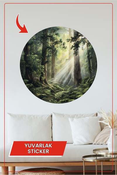 KOSS Dijital Autocolant rotund cu lumini solare în pădure tropicală, peisaj n...