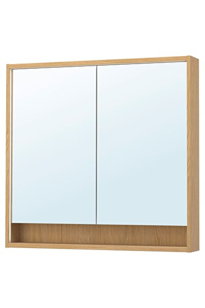 hobiurun Banyo duvar dolabı, meşe görünümlü, 100x15x95 cm, kablosuz kontrol s...