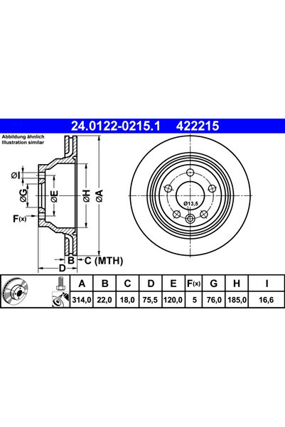 Ate Disc Frana Vw Multivan T5/Touareg/Transporter T5 Bus