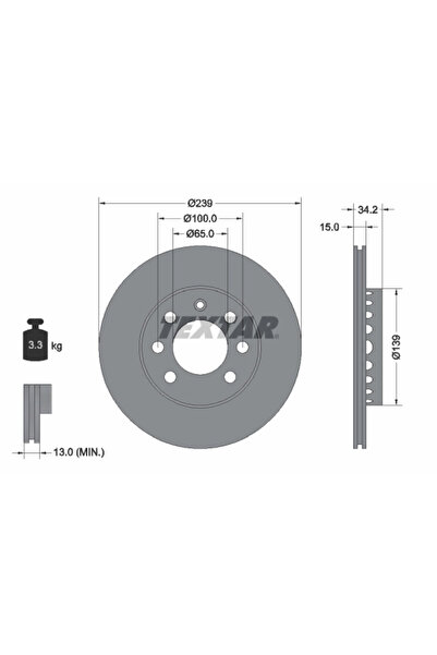TEXTAR Disc Frana Audi A2 Vw Lupo 1