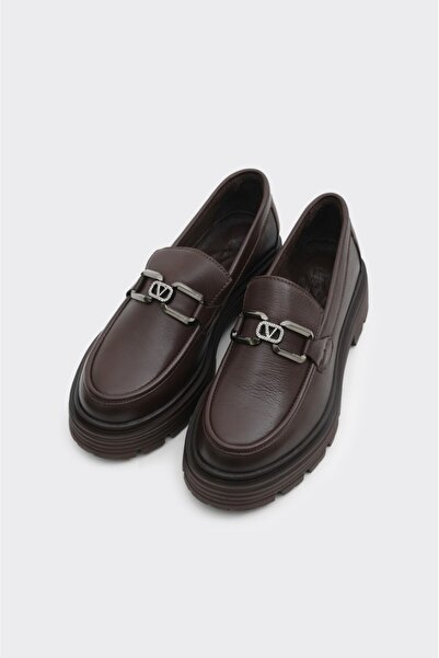 derinet Günlük Hakiki Deri Kadın Tokalı Casual Ayakkabı