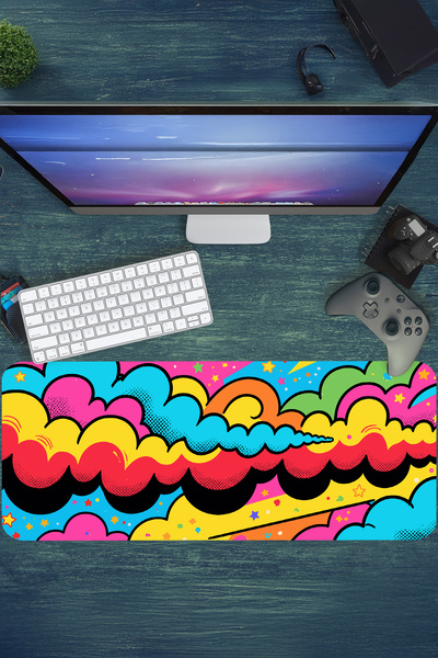 urzuva Boomclouds Gaming Oyuncu MousePad 80x30 cm 3mm Mouse pad, Masaüstü Mat
