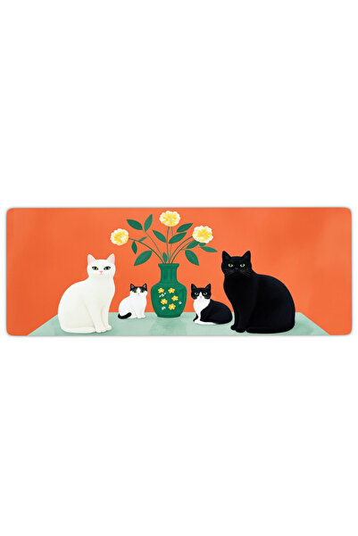 urzuva Minimal Meow Gaming Oyuncu MousePad 80x30 cm 3mm Mouse pad, Masaüstü Mat