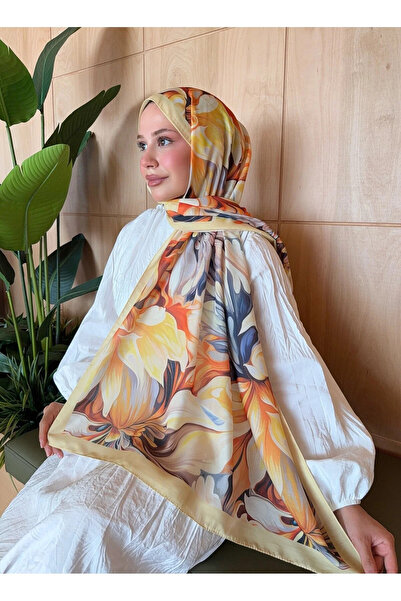 Nûda - Tarzın Değil , Tavrın Zarafeti Patterned Cotton Soft Shawl Inspiration Series Yellow Orange