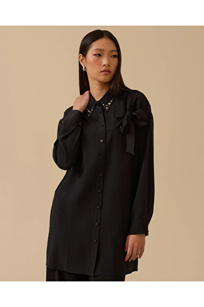 SCL Stone Embroidered Shirt with Tie Detail