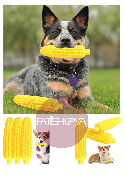PATİSHOPYA Sesli Mısır Köpek Oyuncağı Diş Temizleyen Dayanıklı Kauçuk Ses Çıkaran Oyuncak