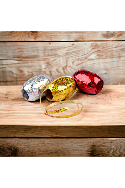Crisalida Set of 3 rolls of ribbon for tying and wrapping gifts, 5 mm, Red, gold, silver