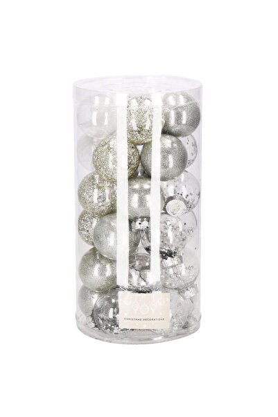 Optim Solution Set unic de globuri de Crăciun, 30 de piese, 6 cm, transparente și argintii
