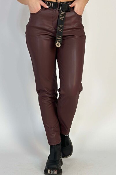 WildFashion Μοντέρνο παντελόνι με ψηλή μέση, κατασκευασμένο από οικολογικό δέ...