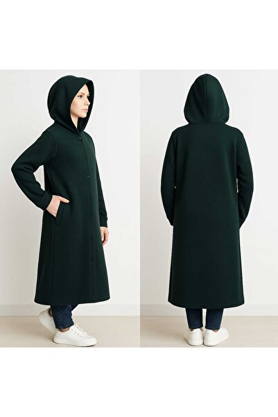 MAY MARA BÜYÜK BEDEN YANDAN CEPLİ KAPŞONLU ÇITÇITLI UZUN FERACE