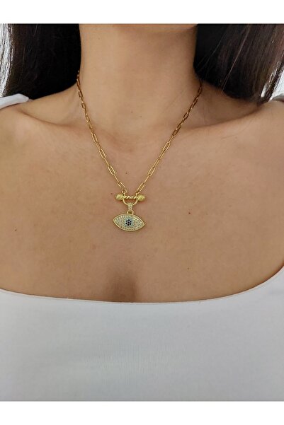 Histakı Women's Steel Chain Zircon Stone Eye Necklace