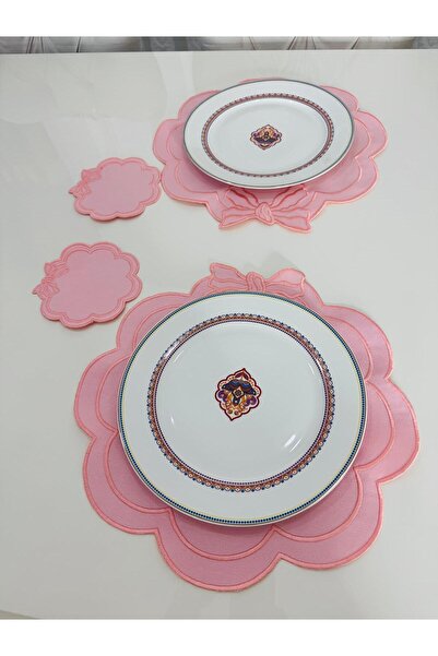 İNCİ ÇEYİZ 4 Parça Birinci Kalite Keten Bloom Çiçek Desen Nakışlı Amerikan Se...