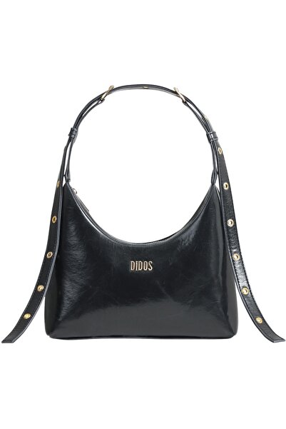 Octo - Rug Black No7 - Gold | Gold Detaylı Siyah Omuz Çantası