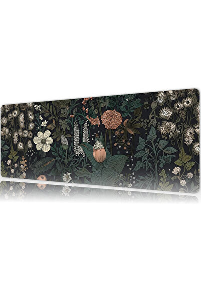 urzuva Vintage Flora Gaming Oyuncu MousePad 80x30 cm 3mm Mouse pad, Masaüstü Mat