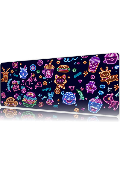 urzuva Pastel Pop Neon Gaming Oyuncu MousePad 80x30 cm 3mm Mouse pad, Masaüst...