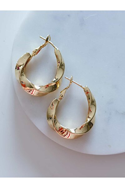 CHARMLUCKY Curved Oval Hoop Earrings