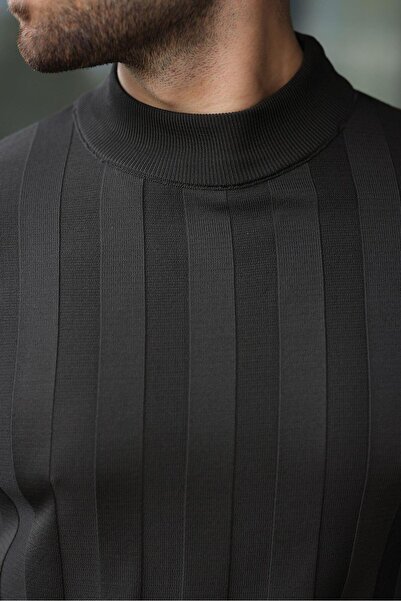 Madmext Anthracite Half Fisherman Men's Knitwear Sweater E7423