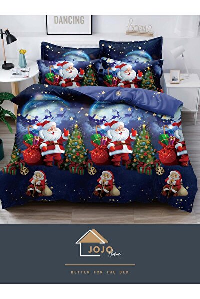 JOJO HOME Bedding set, Christmas Edition, Jojo Home, 155x230cm, 4 pieces, Navy blue, Santa