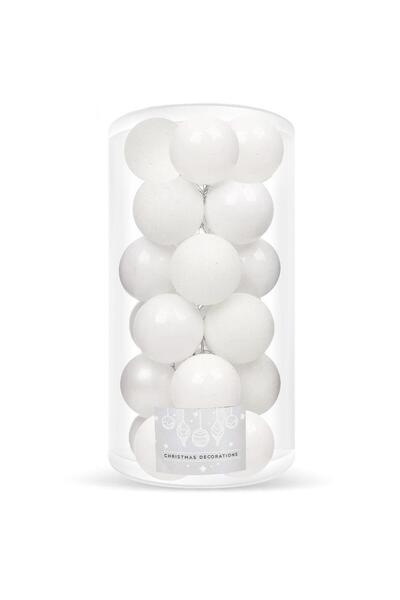 SERSIMO Christmas bauble set, 20 pieces, 3 models, 4cm, white