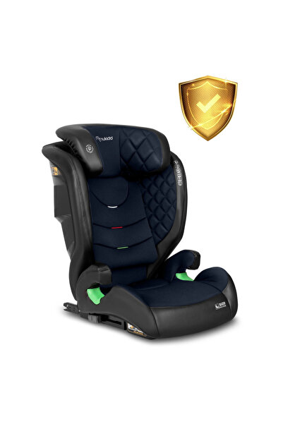 NUKIDO Child car seat with isofix I-SIZE 100-150 cm Louis Black/Navy, 12 inch adjustable headrest