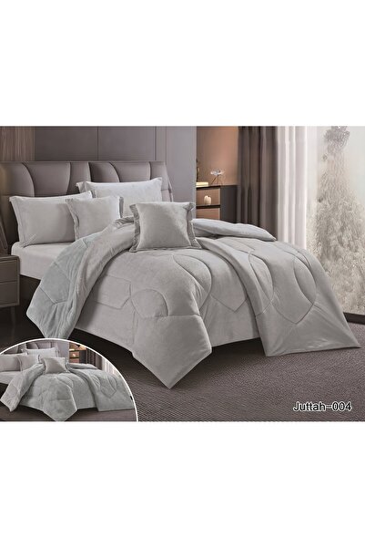 Roshen Luxurious winter velvet double bed sheet set with an elegant design and a material that gives you warmth and comfort, 6 pieces, size 240x220 cm