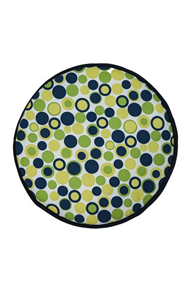 sarahdecor Pernă de scaun, rotundă, diametru 36 cm, buline verzi