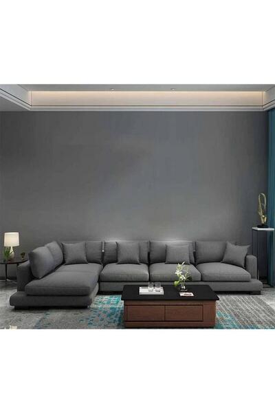 HOME HOUSE أريكة زاوية - كتان - رمادي - 85 × 180 × 300 × 70 سم