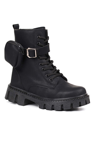 KAJILA Women's Black Nubuck Boots – Thick Sole with Wallet, Zippered, Lace-Up, Buckle, Comfortable, Casual, Stylish and Da [Likely a Typo and Should Be Omitted or Replaced with a More Appropriate Word]