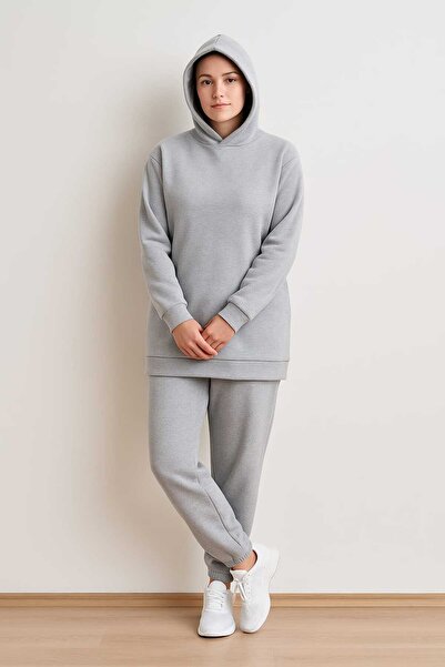 MAY MARA Голям размер, 3-реден, 2-компонентен суитшърт с качулка, дълги страни и цепки